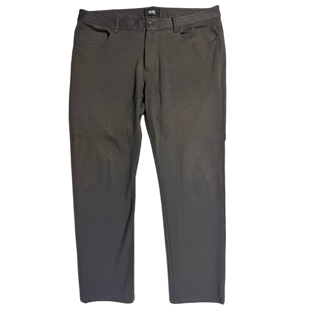 PAIGE Leyton Slim Straight Classic Jean Style Knit Pants Men 36 Rocket Gray